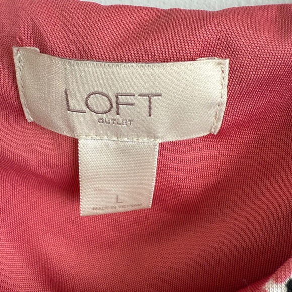 LOFT Outlet Henley Flounce Black and Pink Floral Print Ladies‎ Dress, L - Picture 3 of 5